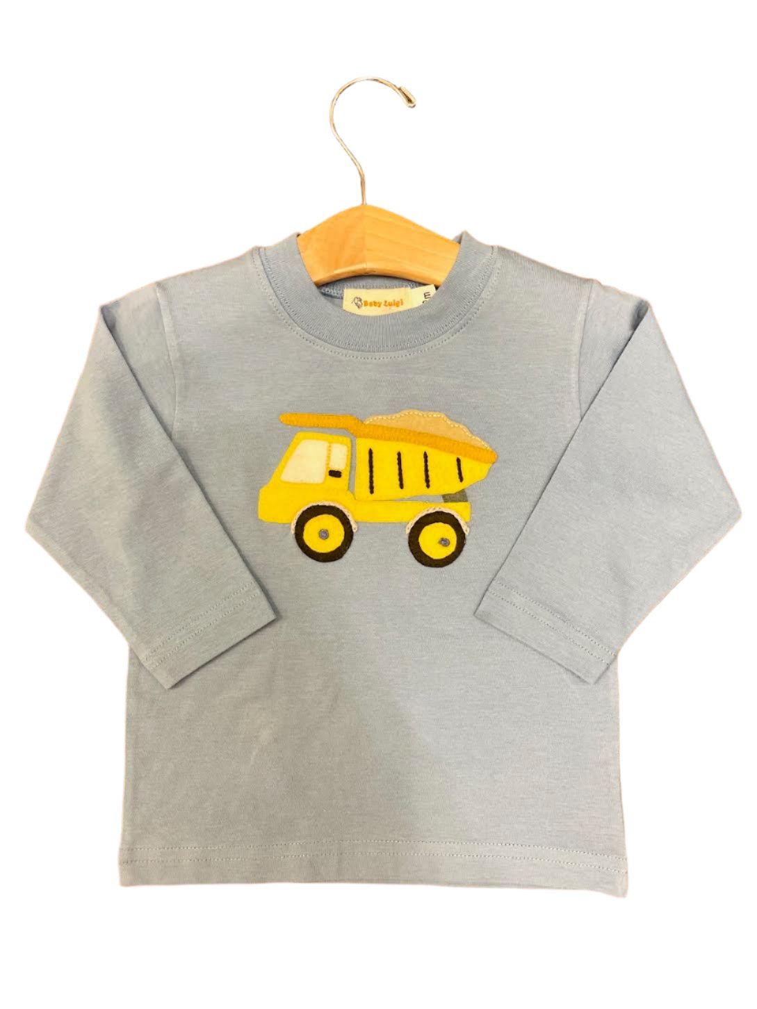 Luigi Kids Boys LS T-Shirt: Chambray with Dump Truck