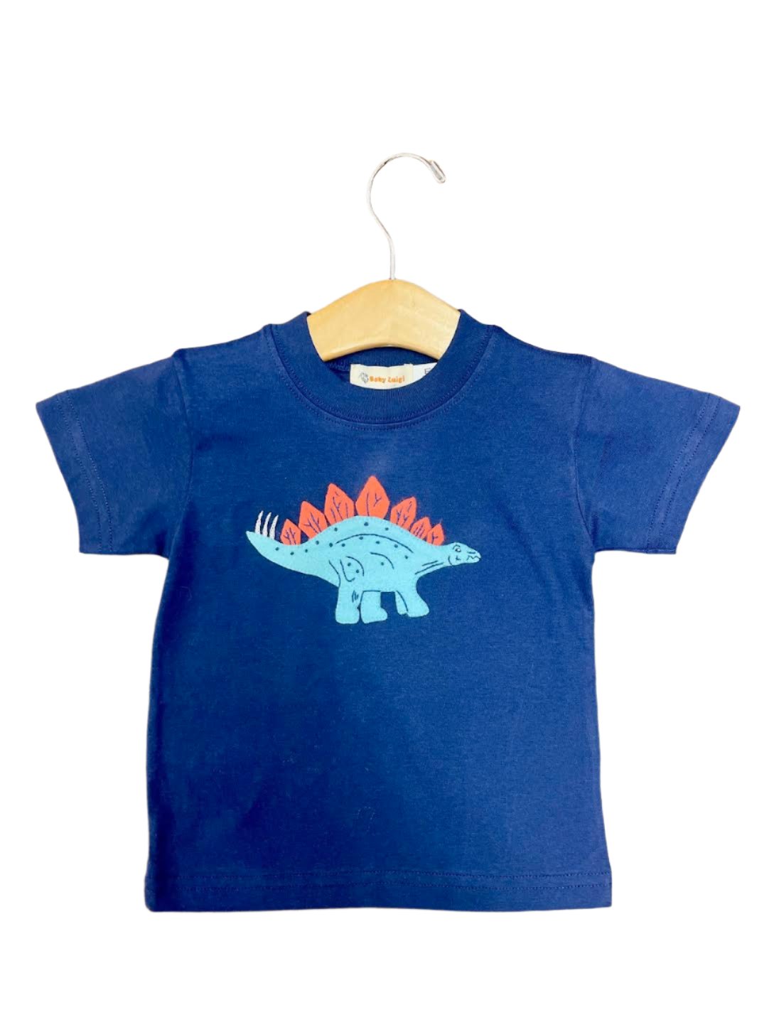 Luigi Kids Boys SS T-Shirt: Dark Royal with Stegosaurus