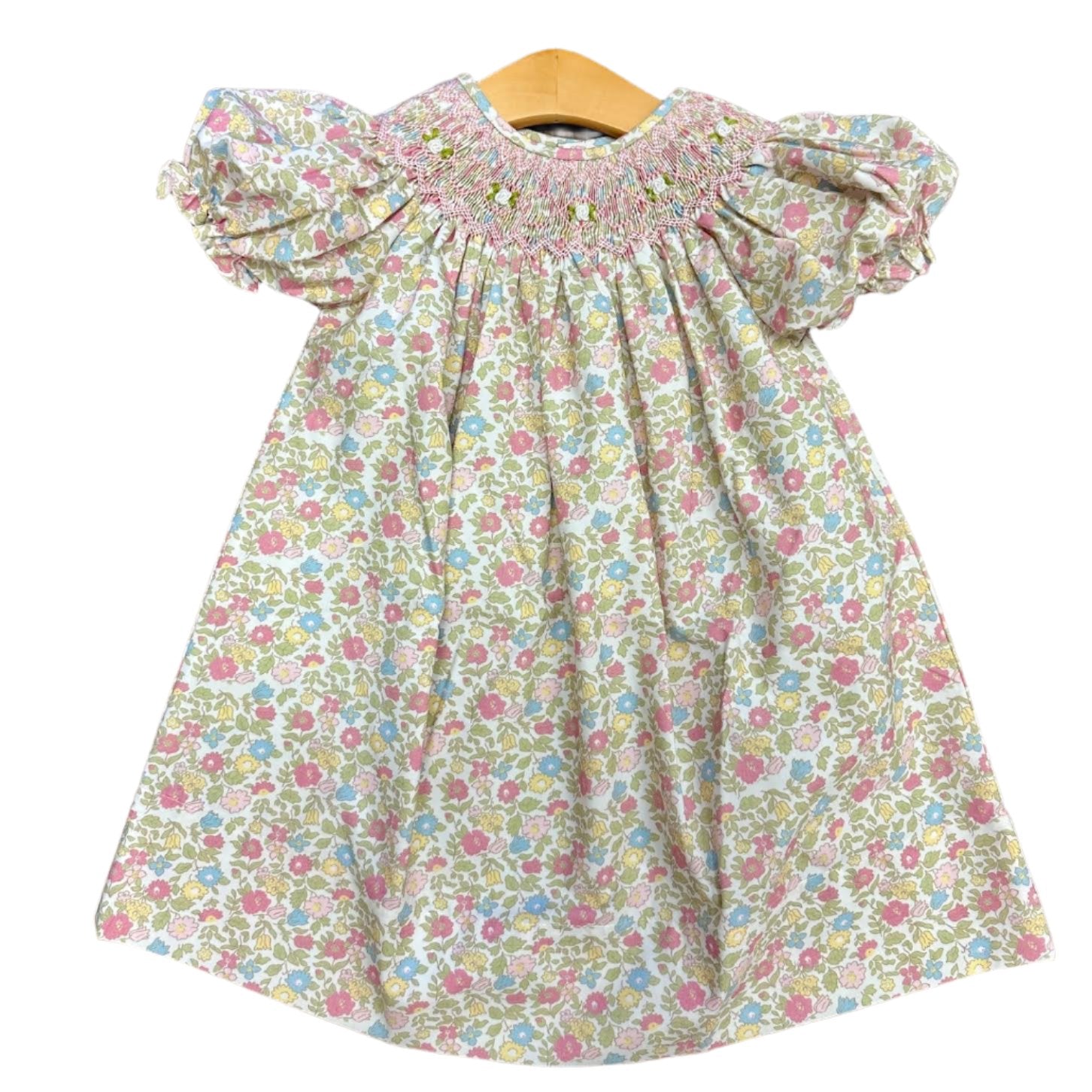 Claire Smocked Dress: Pink, Blue, Yellow Floral