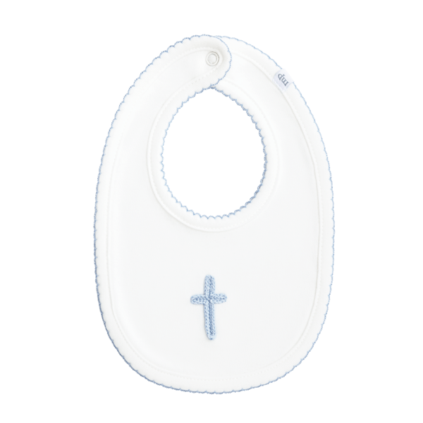 Crochet Cross Bib: Light Blue