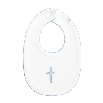 Crochet Cross Bib: Light Blue