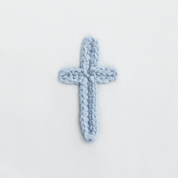 Crochet Cross Bib: Light Blue