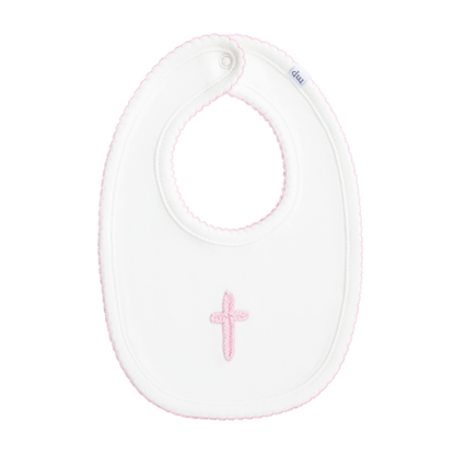 Crochet Cross Bib: Light Pink