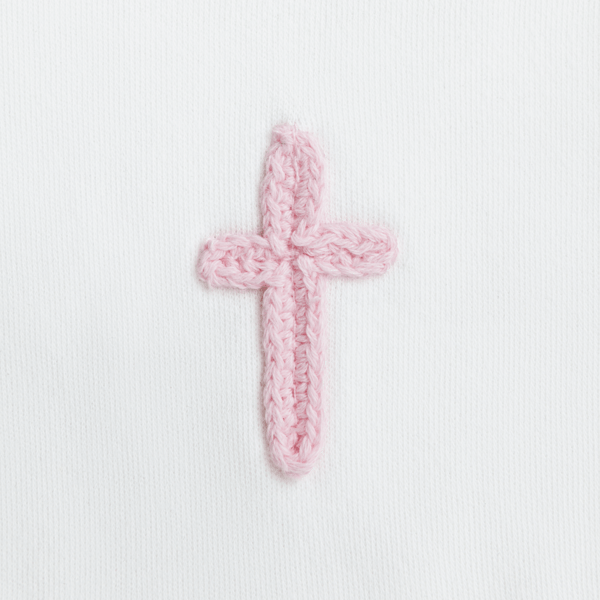 Crochet Cross Bib: Light Pink