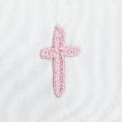 Crochet Cross Bib: Light Pink