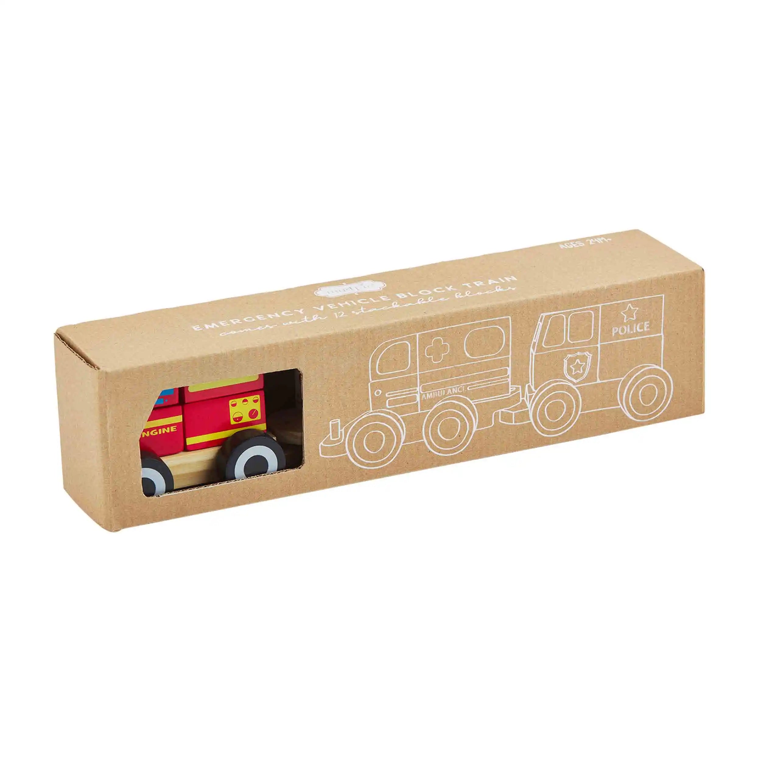 Mud Pie Wood Emergency Vehicle Block Train