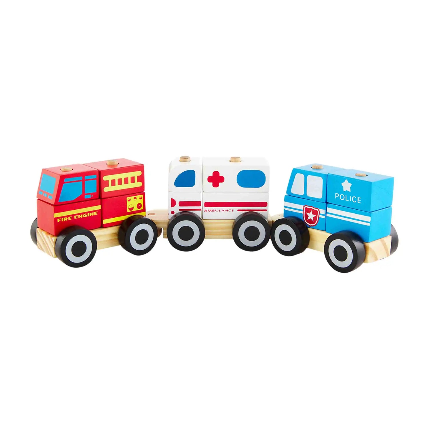 Mud Pie Wood Emergency Vehicle Block Train