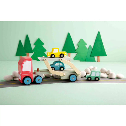 Mud Pie Wood Car Carrier Truck Toy