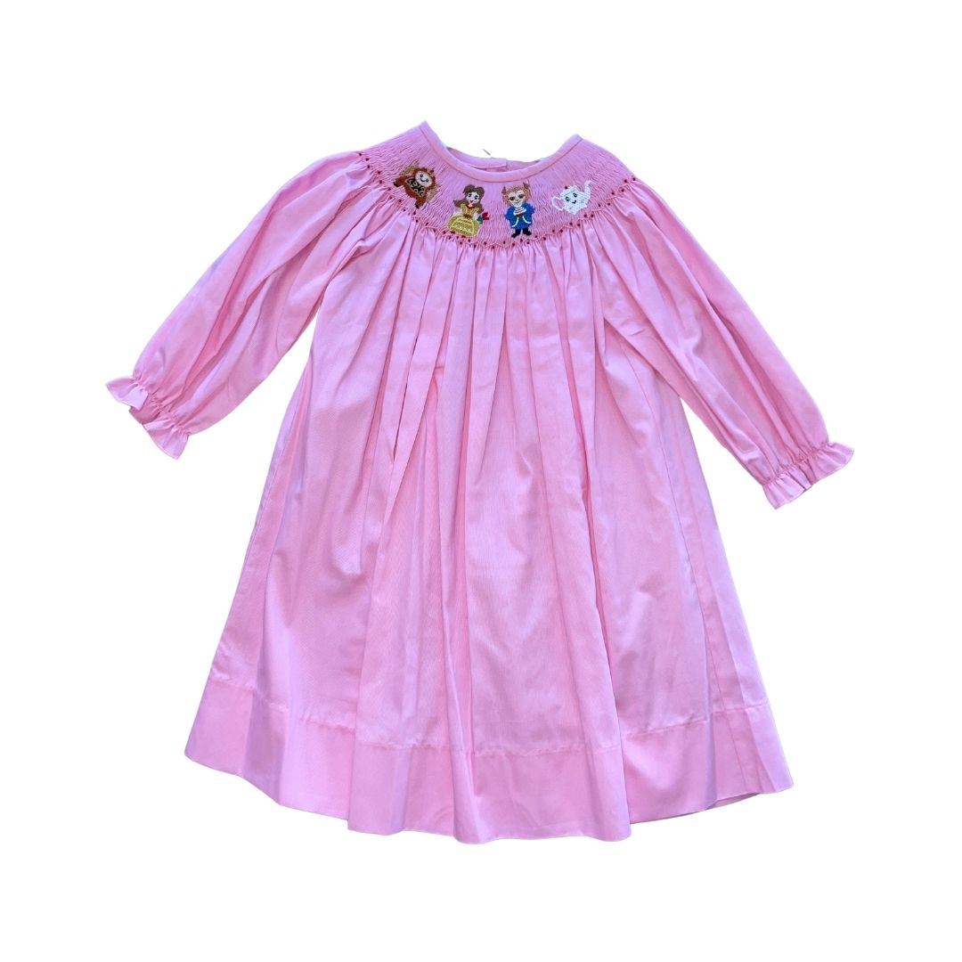 Princess Smocked Pink LS Bishop Dress