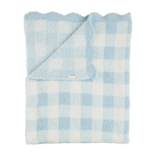 Blue Gingham Chenille Baby Blanket