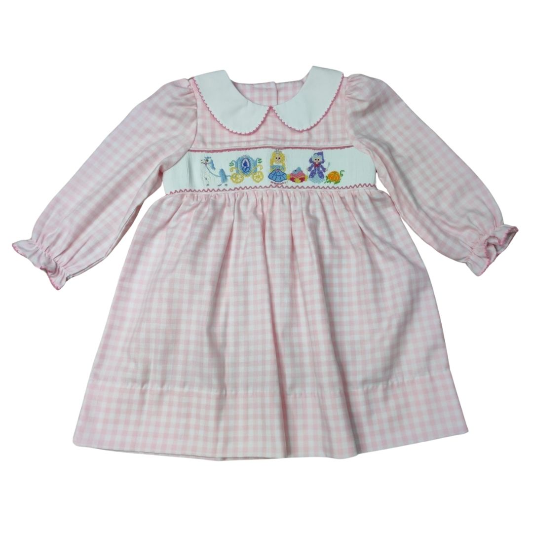 Princess &amp; Carriage Smocked LS Peter Pan Collar Dress