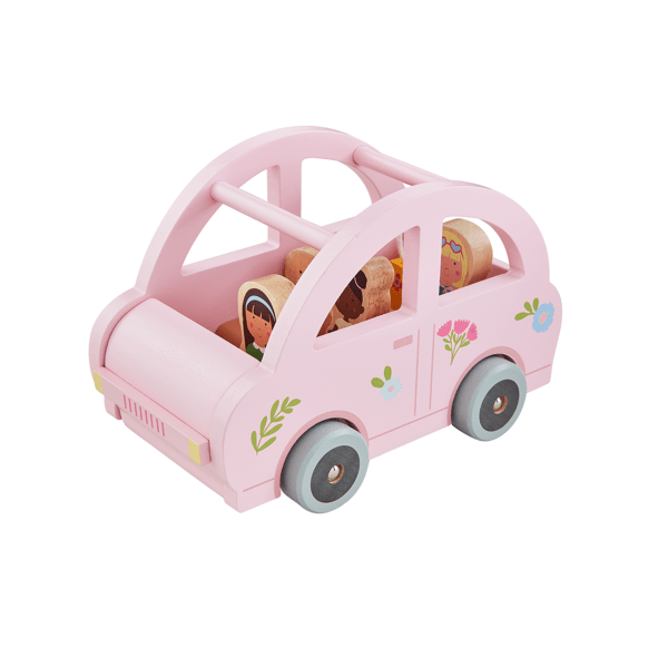 Wooden Pink Car Play Set