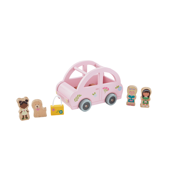 Wooden Pink Car Play Set
