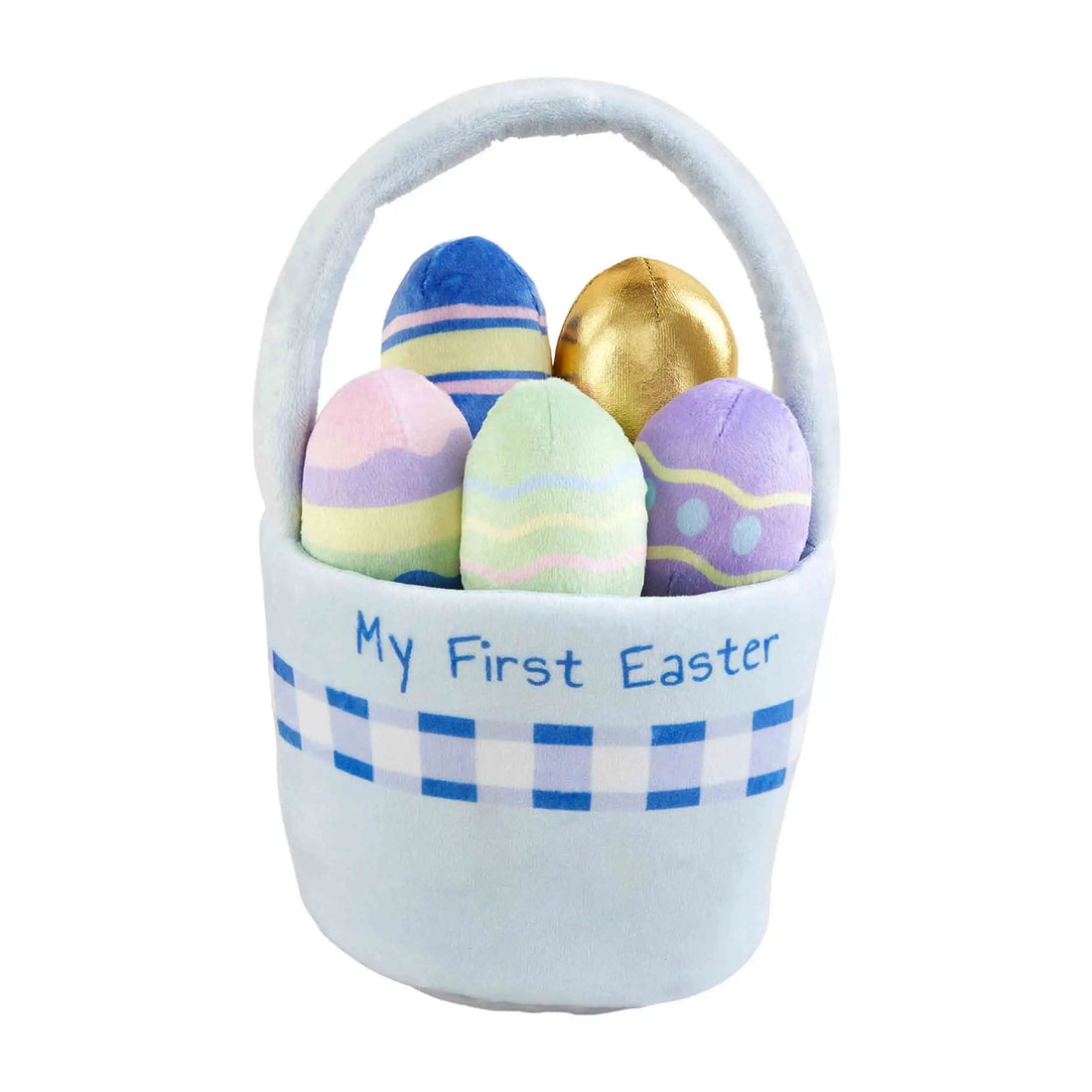 Mud Pie Blue My First Easter Basket Plush Set