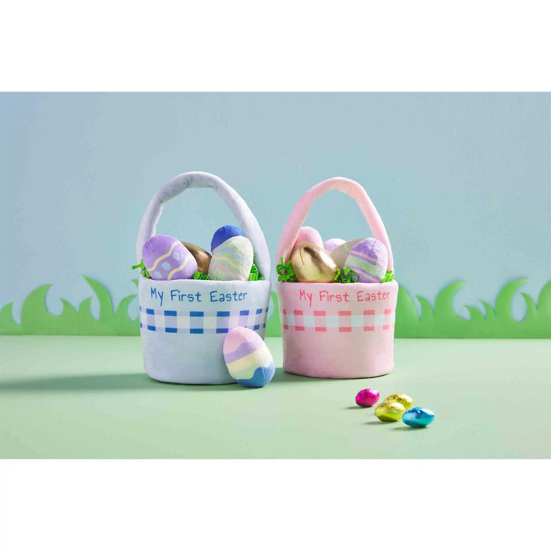 Mud Pie Pink My First Easter Basket Plush Set