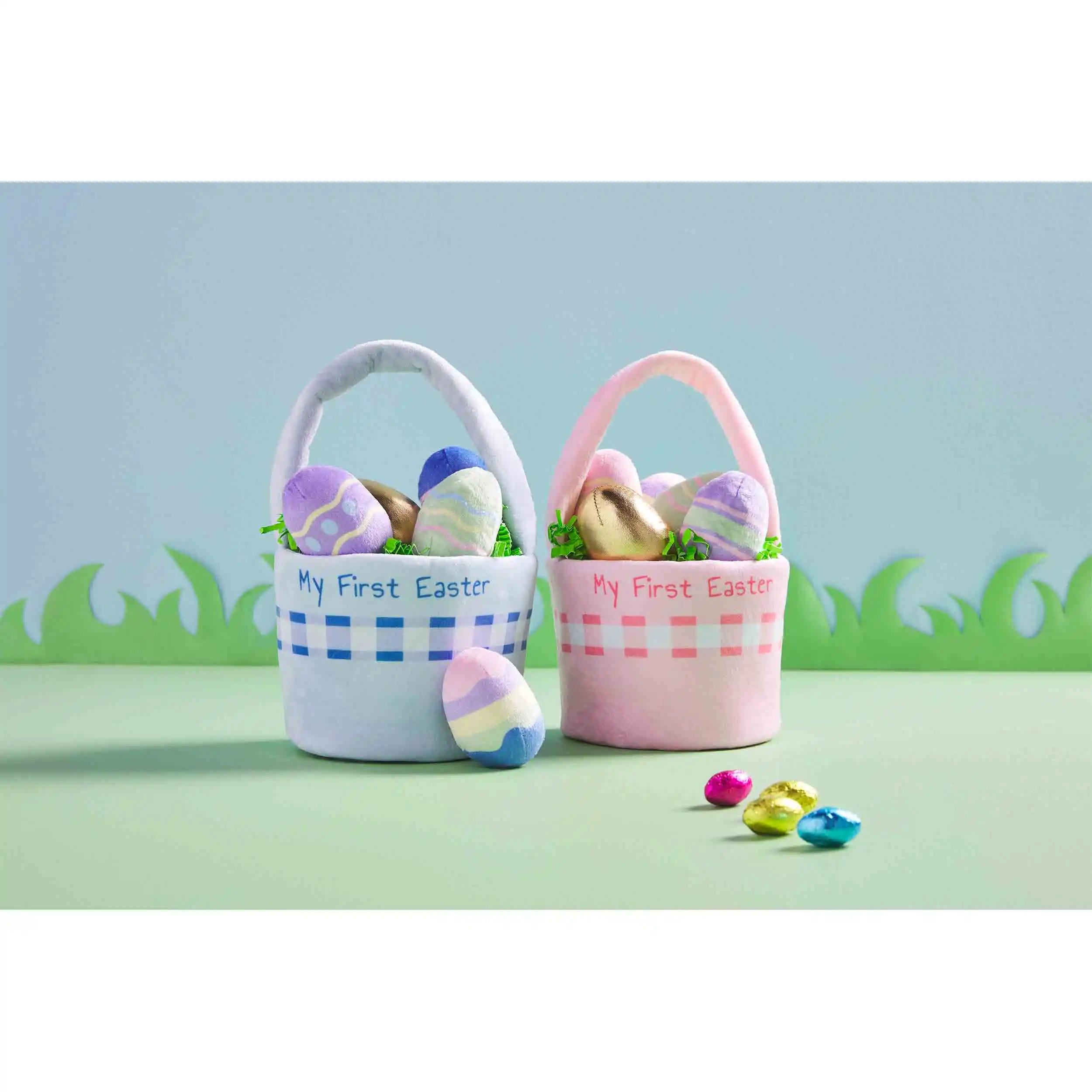 Mud Pie Pink My First Easter Basket Plush Set