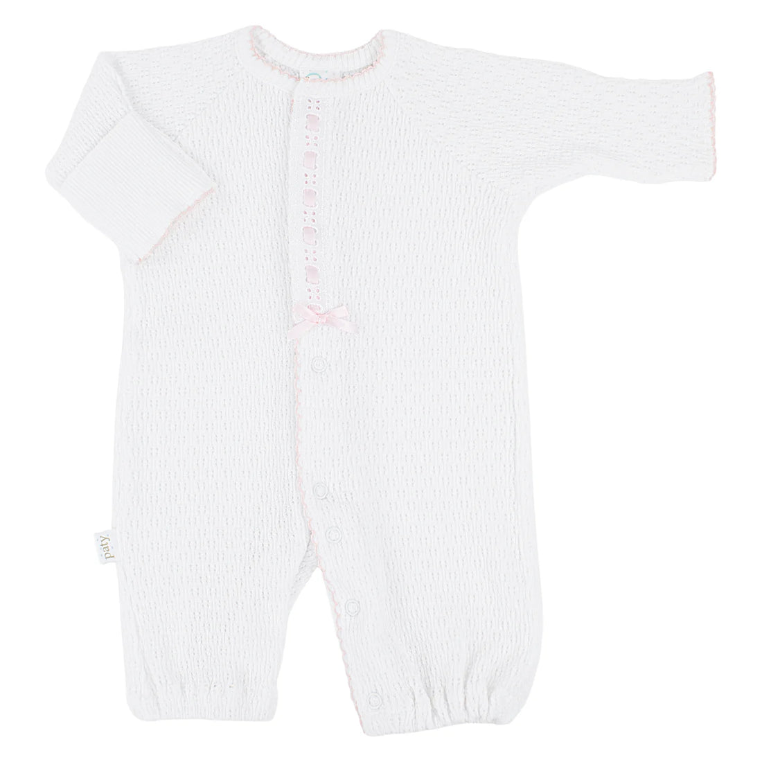 Paty Knit Converter with Eyelet Trim: White with Pink
