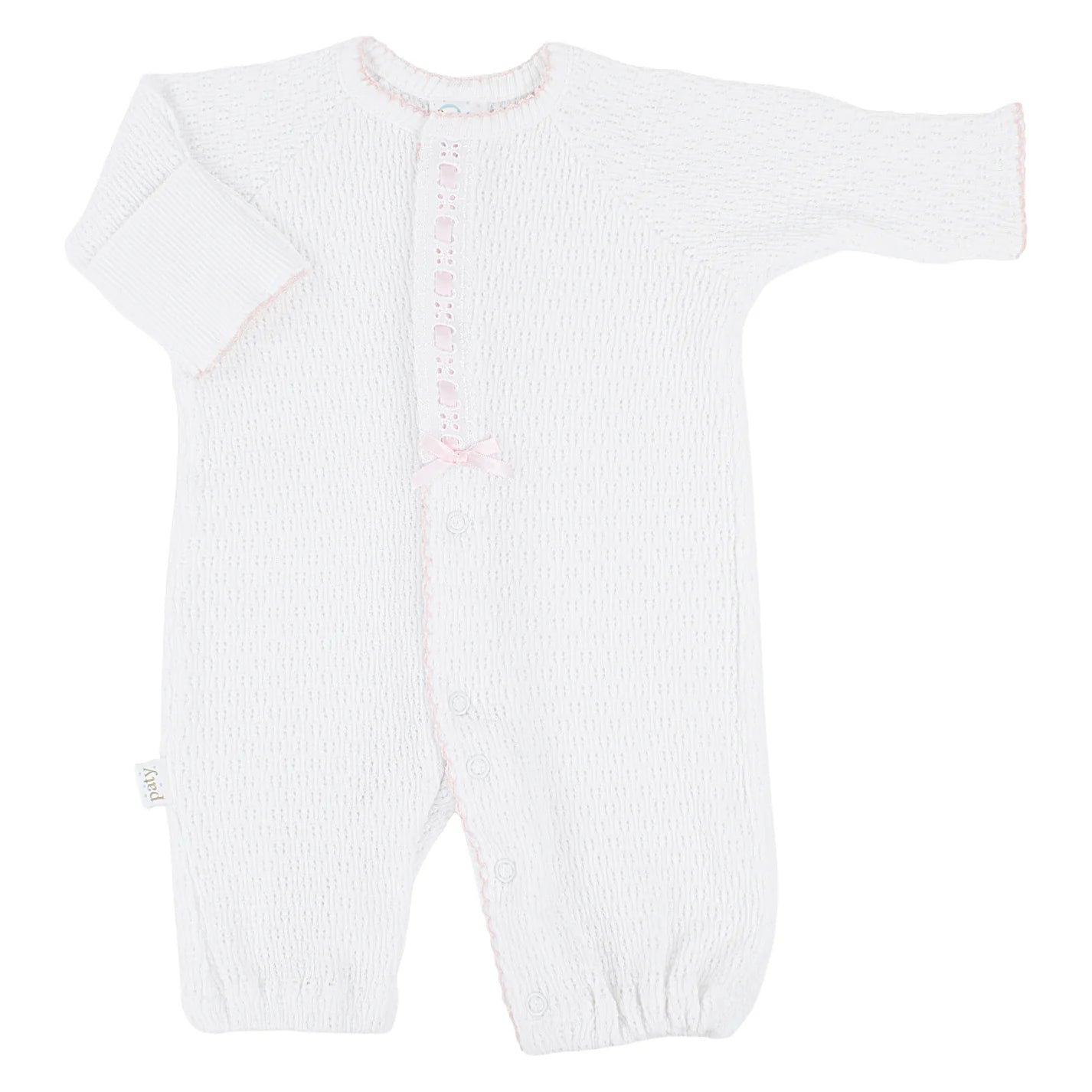 Paty Knit Converter with Eyelet Trim: White with Pink