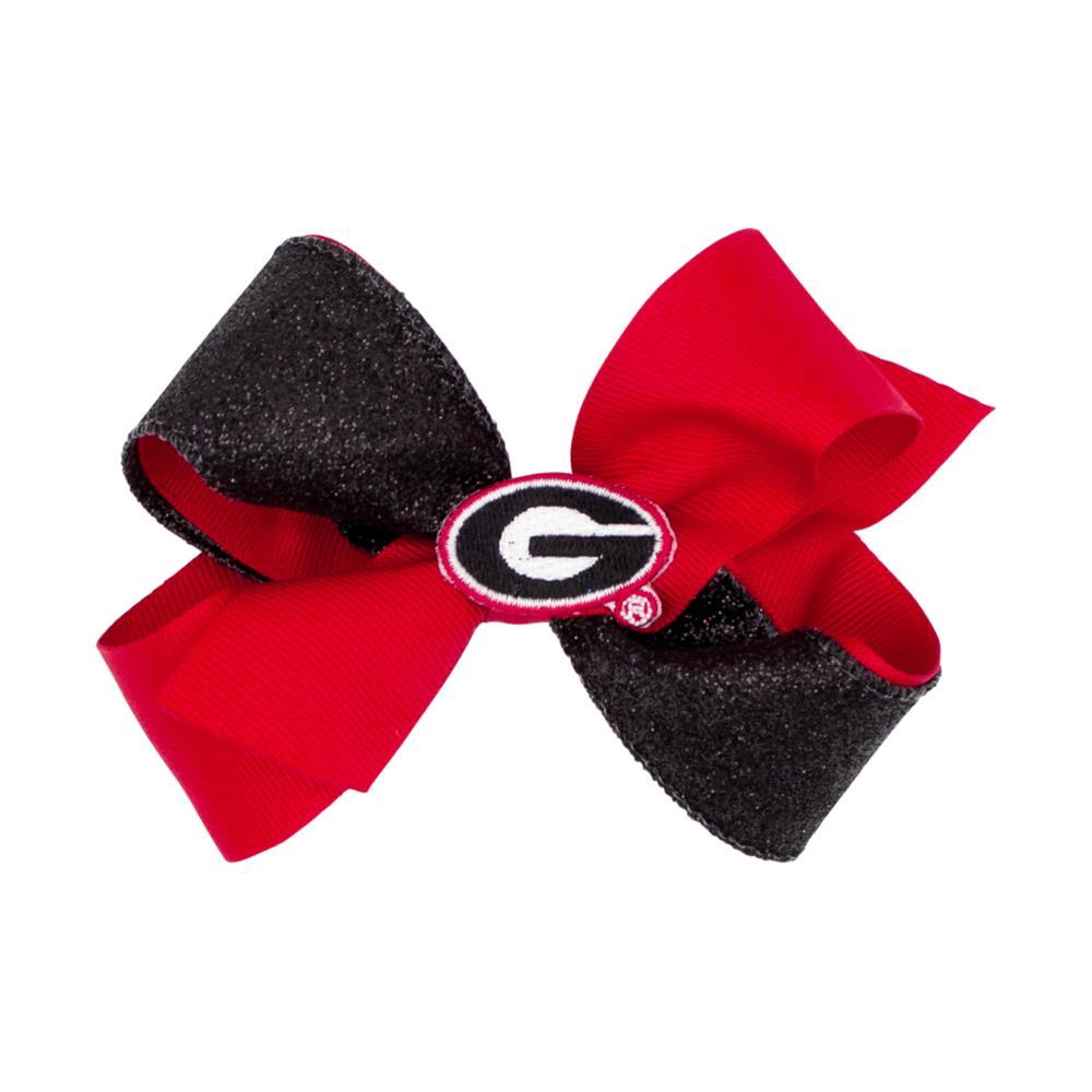 Medium Two-Tone Glitter Glitz Grosgrain Hair Bow with University of Georgia Logo