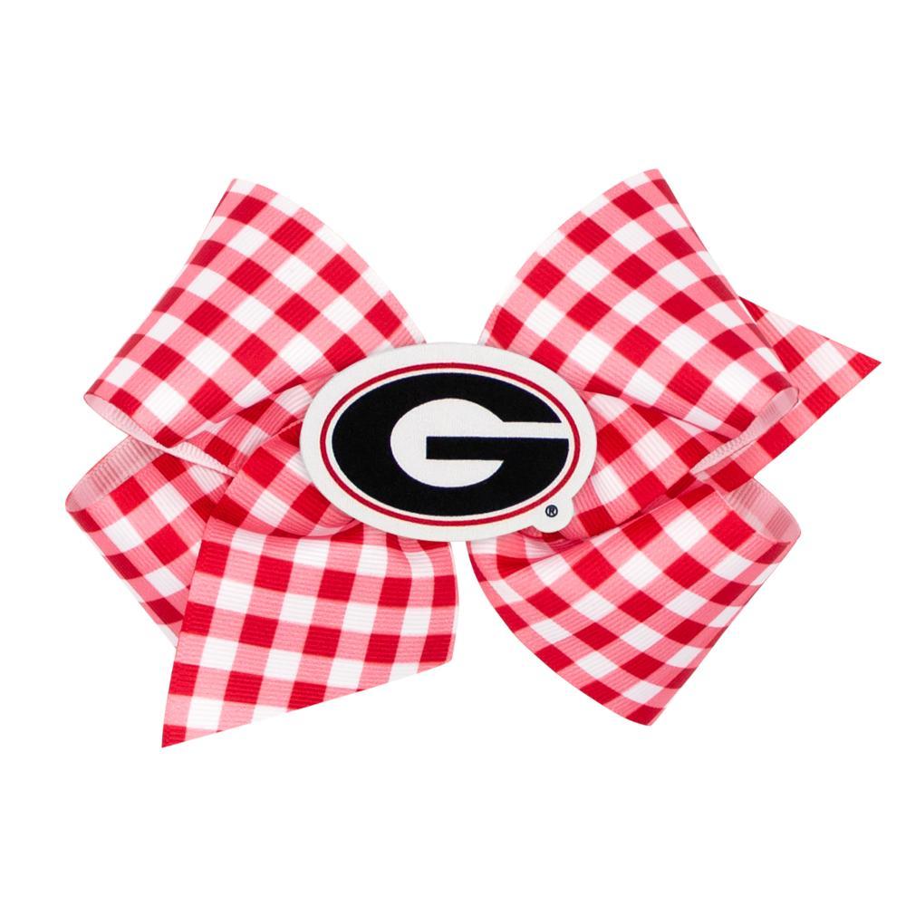 Medium Red Gingham Hair Bow with Georgia Patch