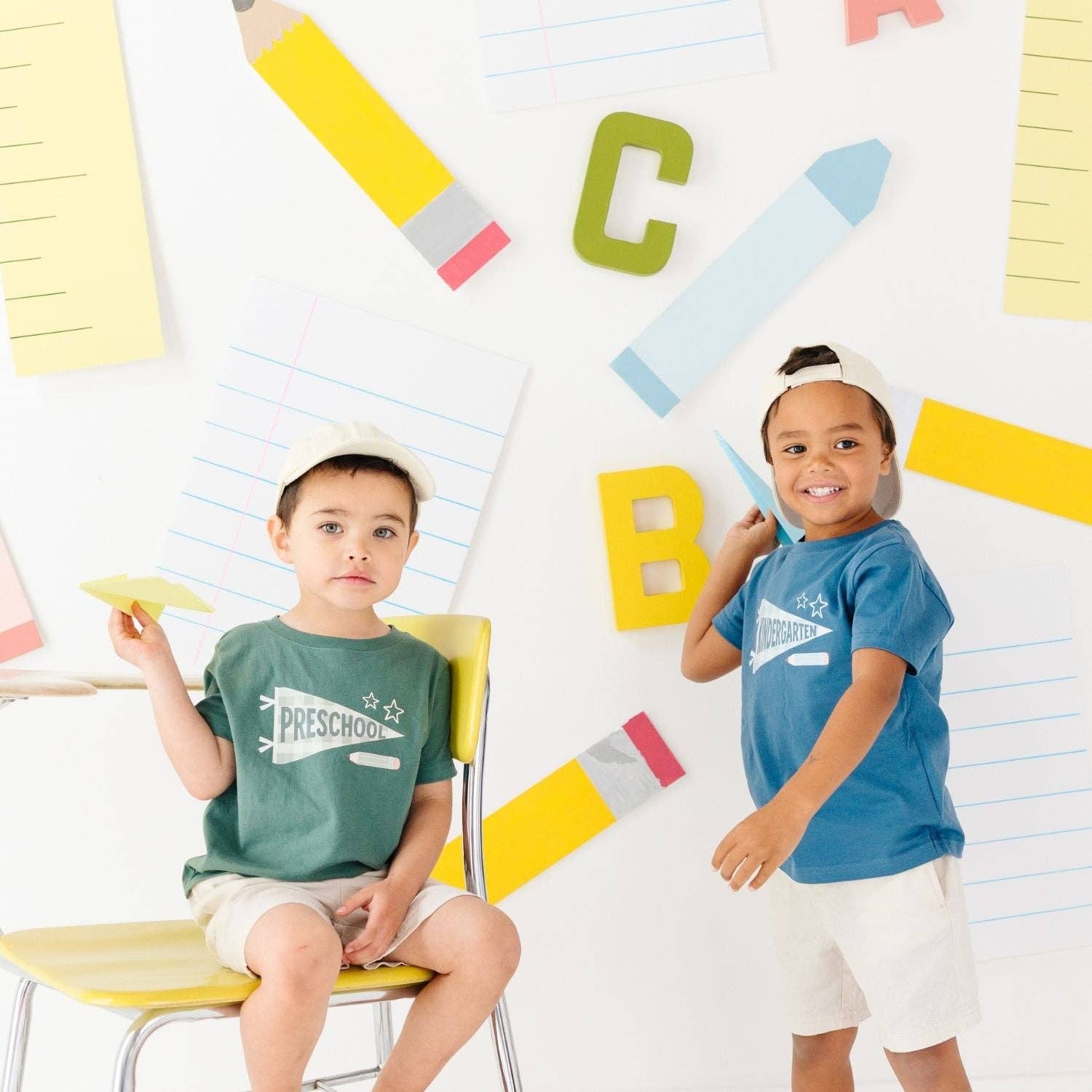 Kindergarten Pennant Short Sleeve T-Shirt: Blue