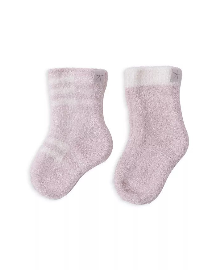 CozyChic Baby Plaid Sock Set: Barely Pink/Cream