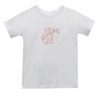 Tiger with Flag Navy/Orange T-Shirt