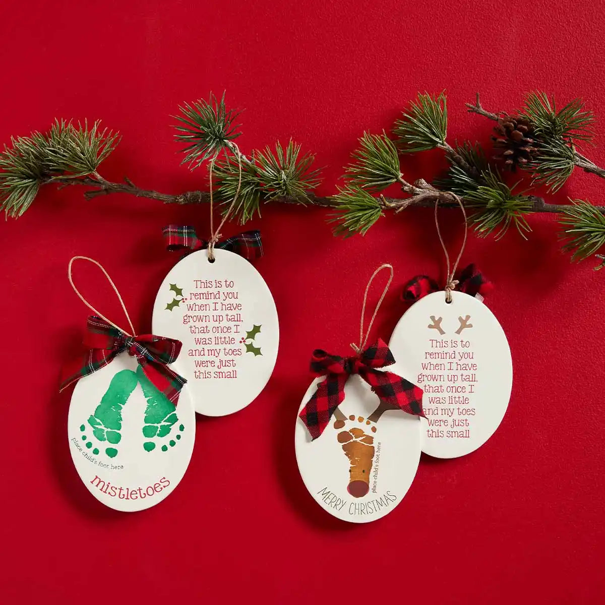 Mud Pie Reindeer Footprint Keepsake Ornament