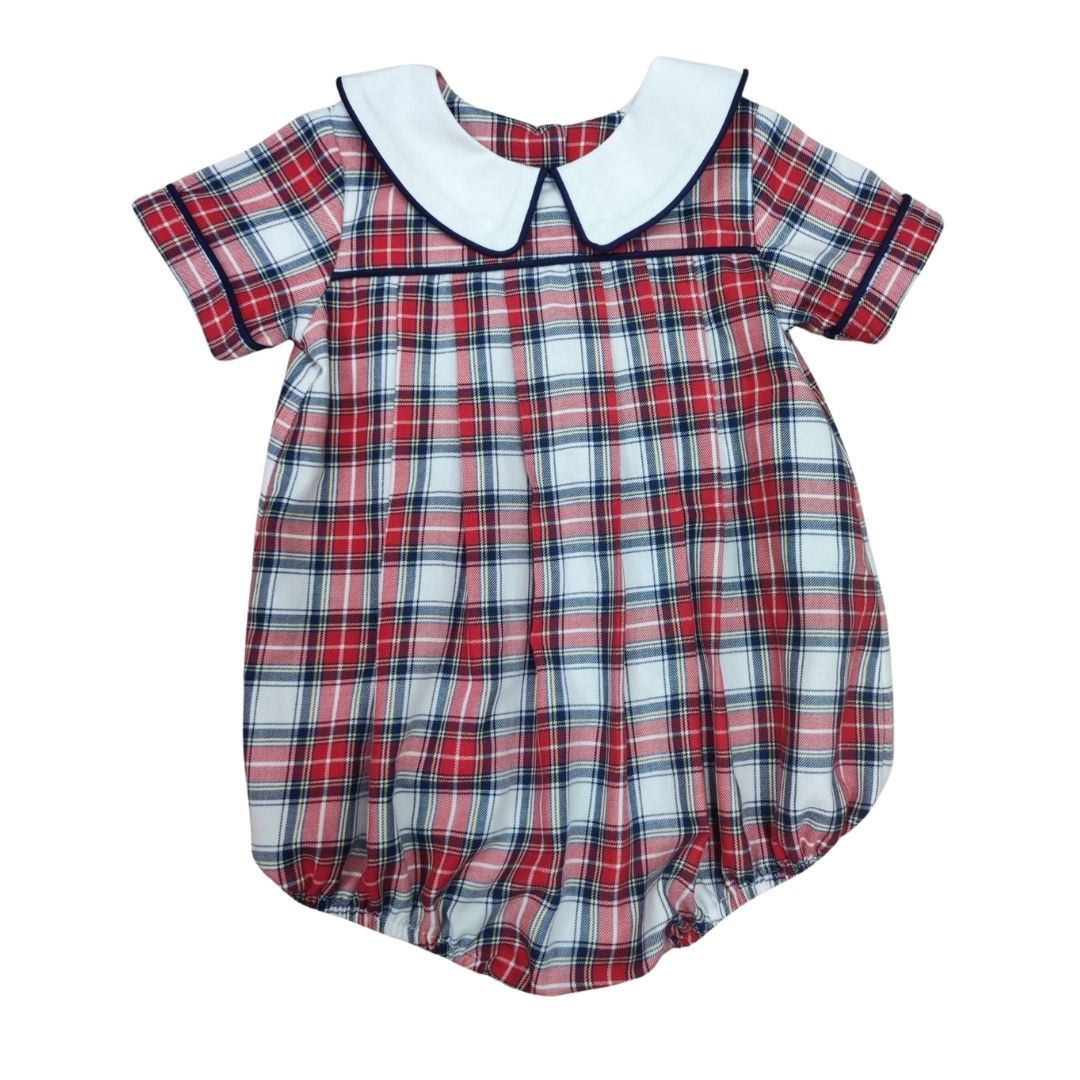 Red/Navy Plaid Peter Pan Boy Bubble