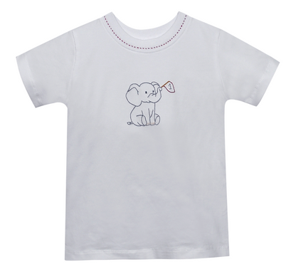 Elephant with Flag Crimson/Grey T-Shirt