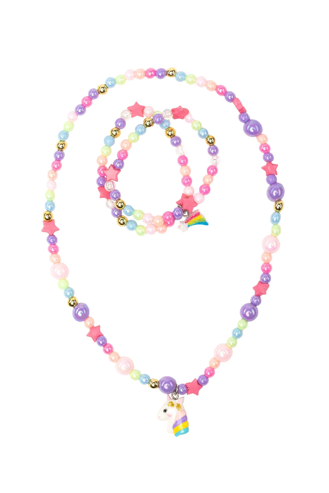 Cheerful Starry Unicorn Necklace &amp; Bracelet Set