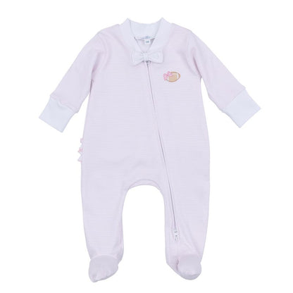 Touchdown Cutie Embroidered Zipper Footie: Pink