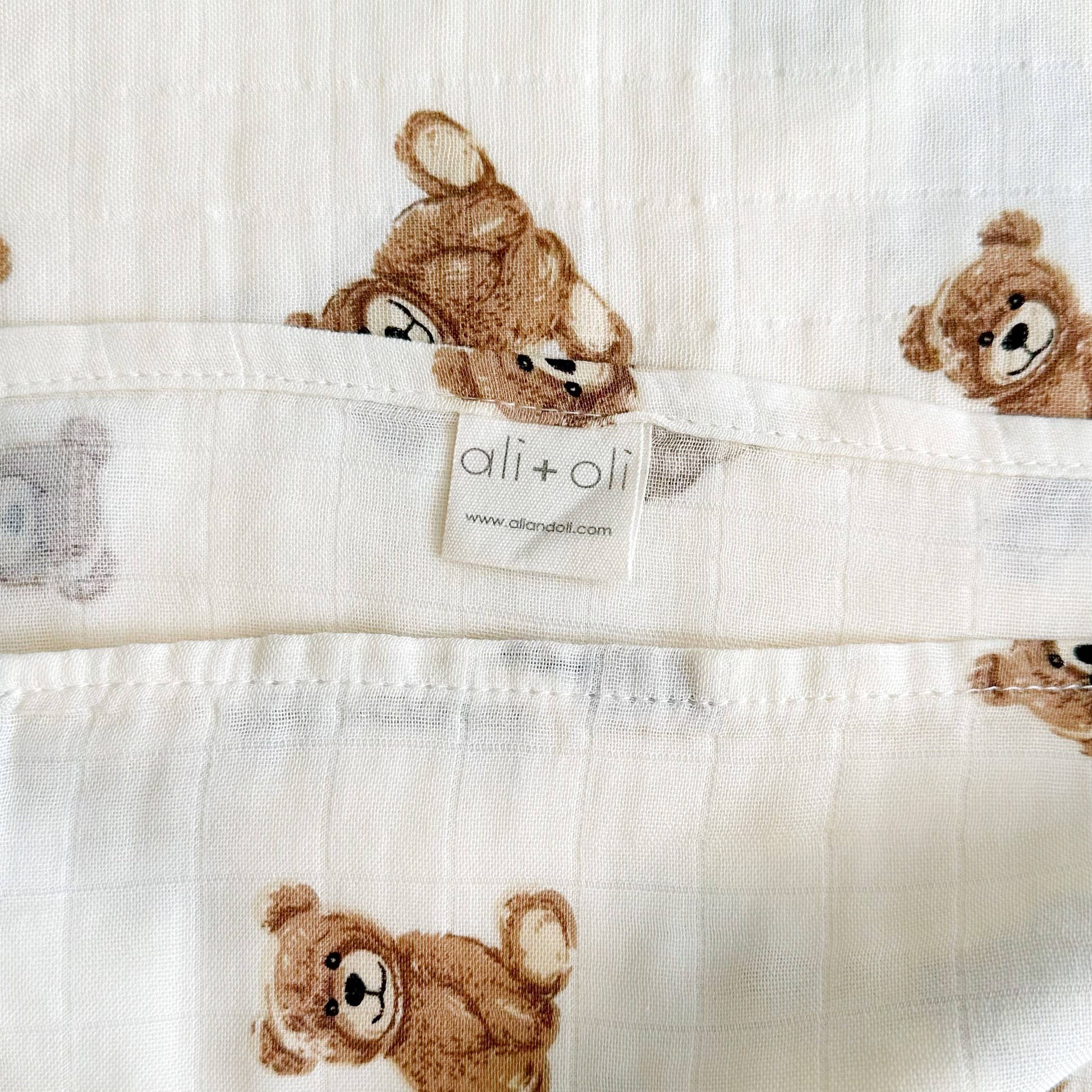 Muslin Swaddle Blanket: Teddy Bear Print