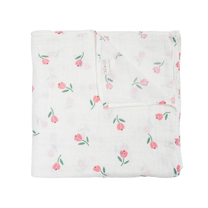 Muslin Swaddle Blanket: Tulips Print