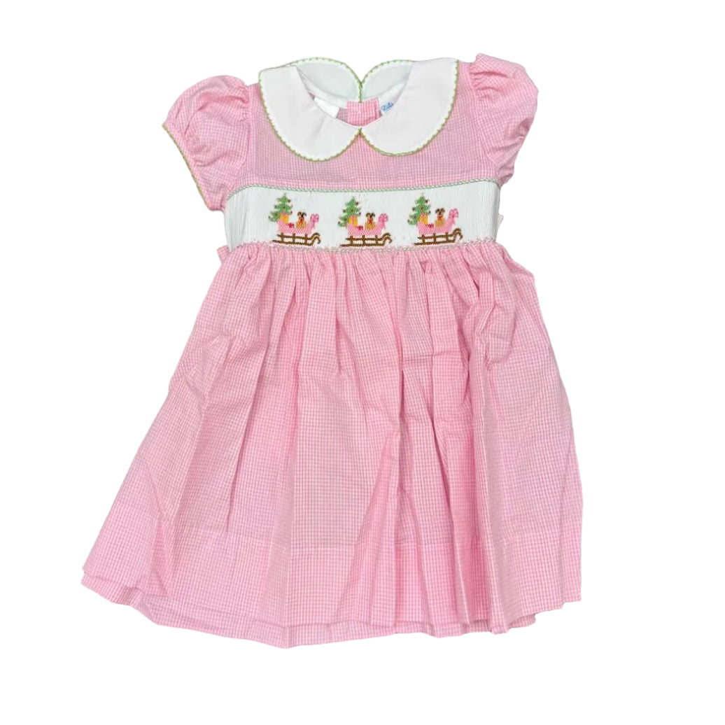 Puppy Sleigh Peter Pan Smock Waist Dress