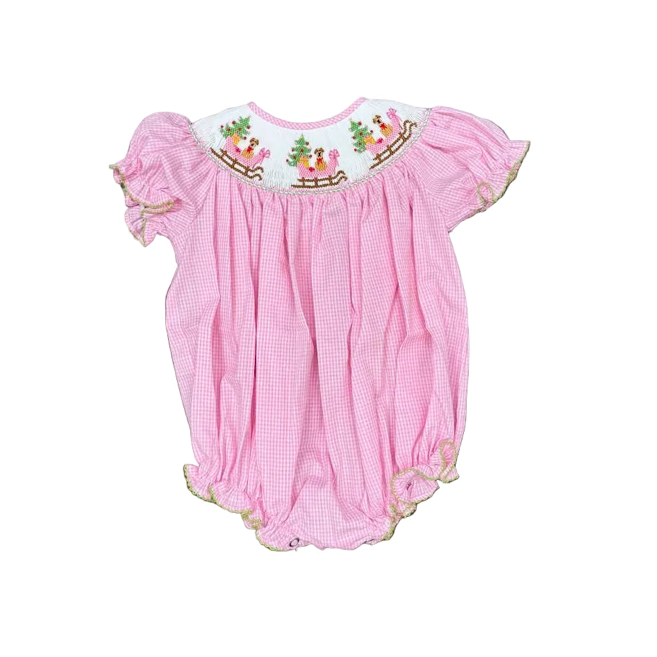 Puppy Sleigh Smocked Bishop  Bubble