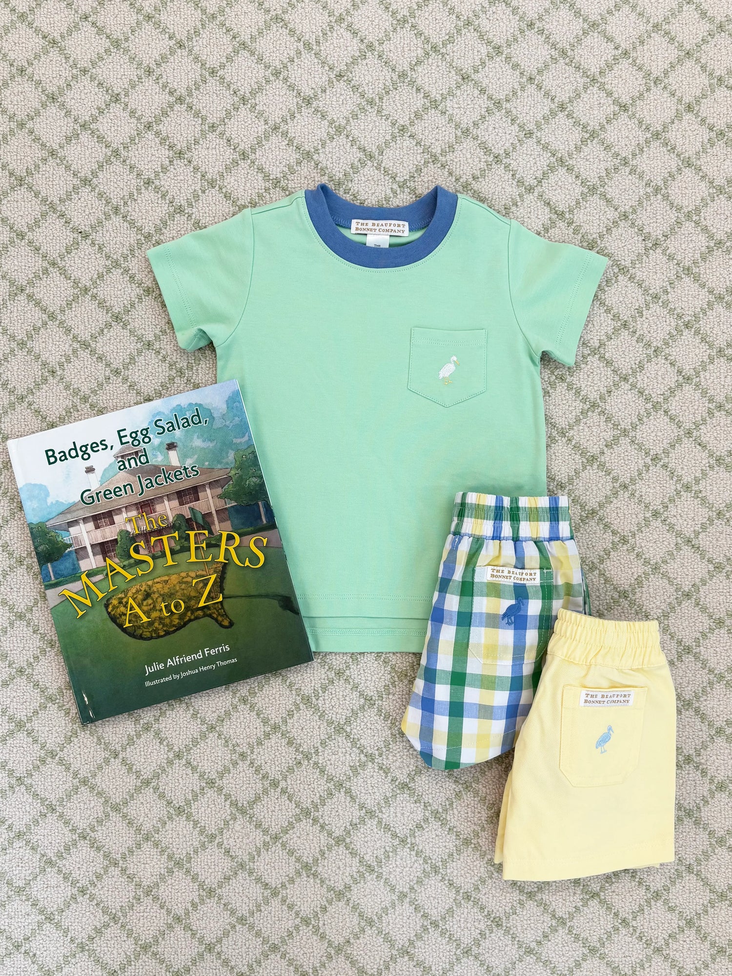TBBC Carter Crewneck: Grace Bay Green with Barbados Blue &amp; Worth Ave White Stork