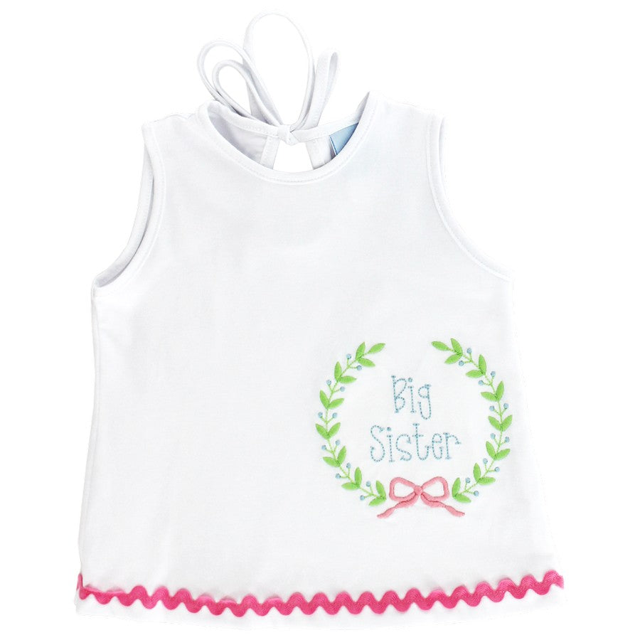 Big Sister Tank with Wreath Embroidery