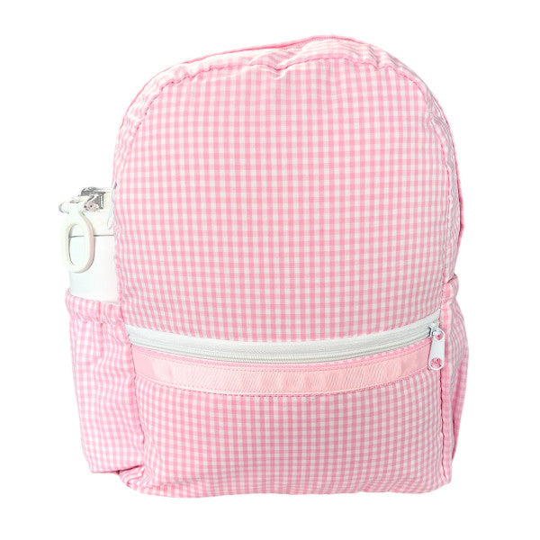 Gingham Backpack with Pockets (medium): Pink