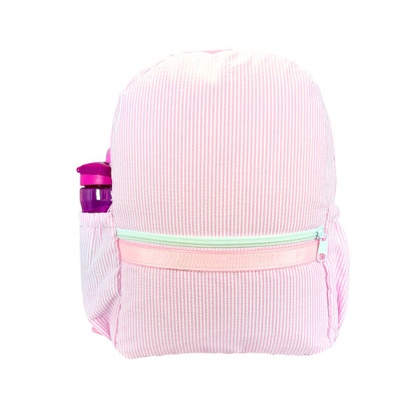 Seersucker Backpack with Pockets: Pink