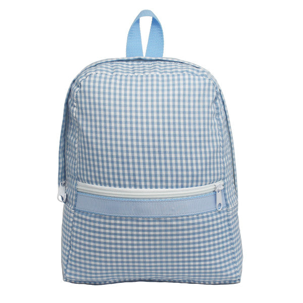 Gingham Backpack (small): Baby Blue