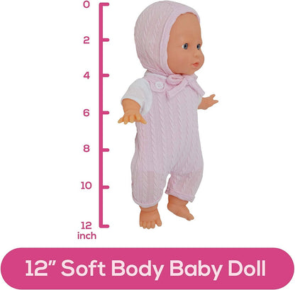 12 inch Realistic Baby Doll with Soft Body: Pink Romper &amp; Bonnet