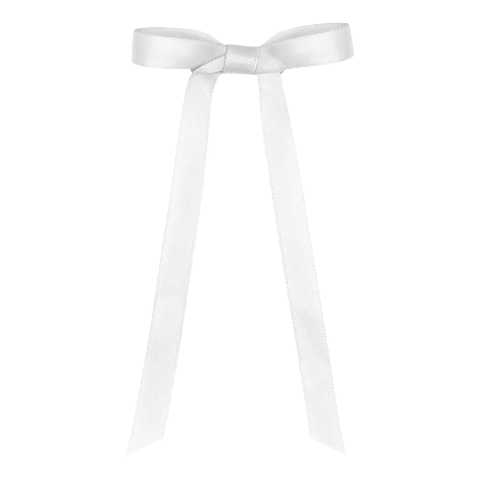 Baby Satin Bow With Tail: White