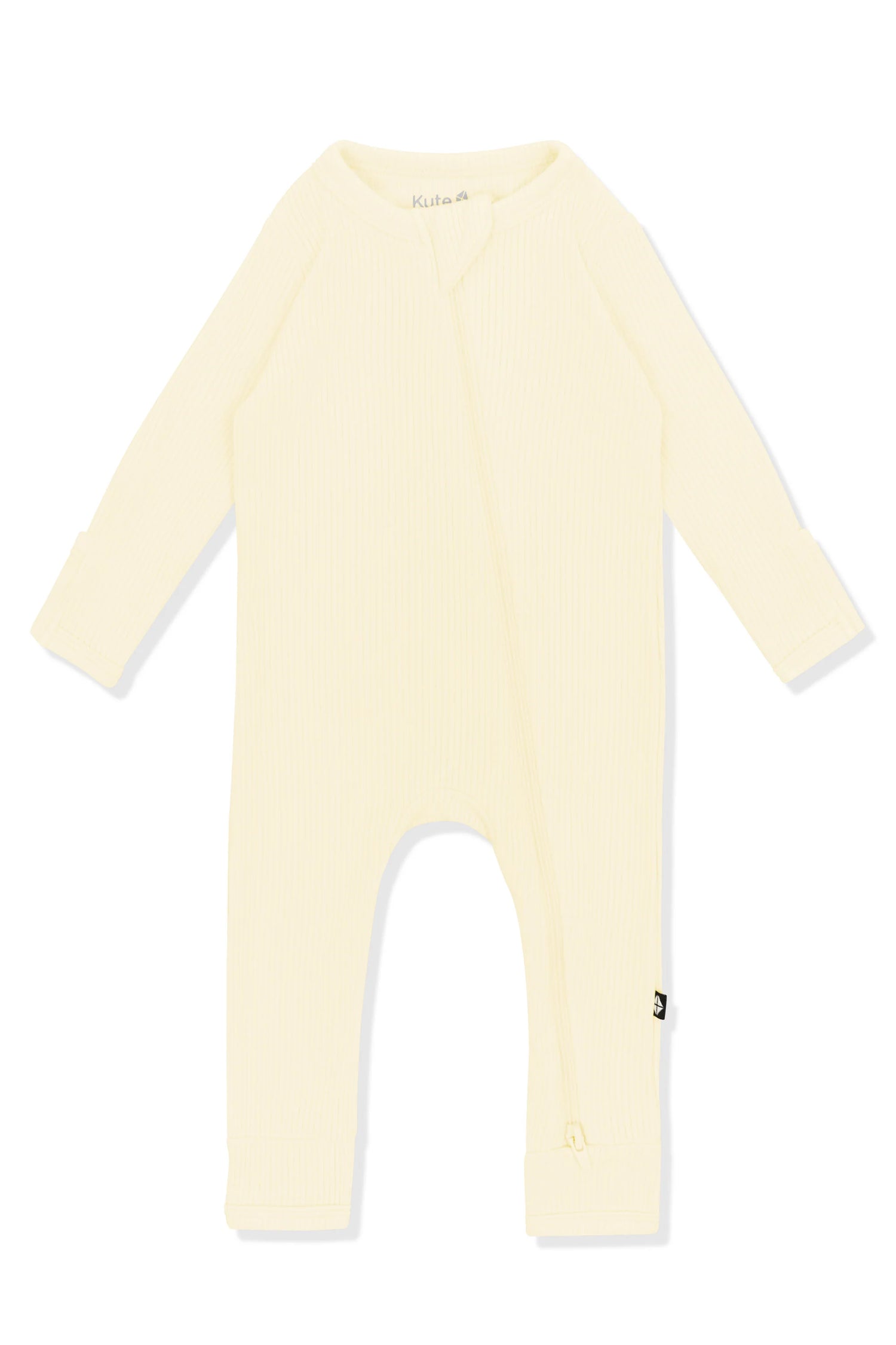 Kyte Baby Ribbed Zipper Romper: Chamomile