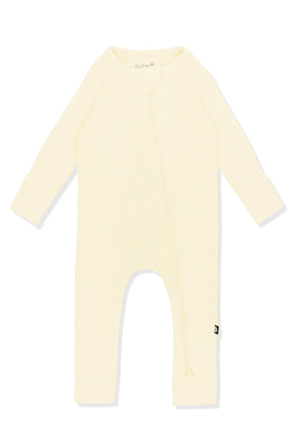 Kyte Baby Ribbed Zipper Romper: Chamomile