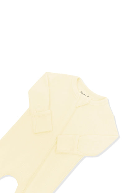 Kyte Baby Ribbed Zipper Romper: Chamomile