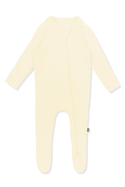 Kyte Baby Ribbed Zipper Footie: Chamomile