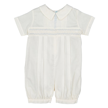 Feltman Brothers Boys Vintage Smocked Romper: Ivory