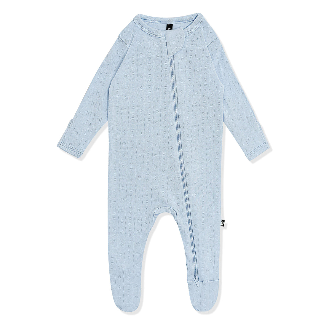Pointelle Zippered Footie: Breeze