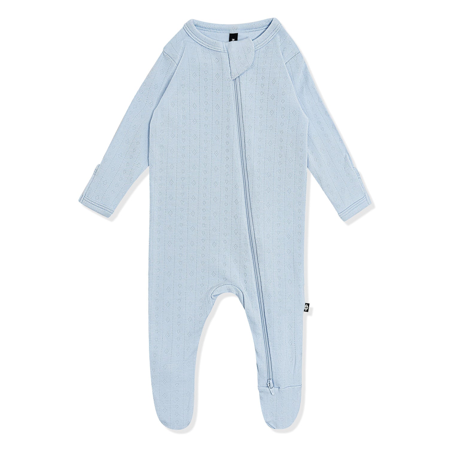 Pointelle Zippered Footie: Breeze